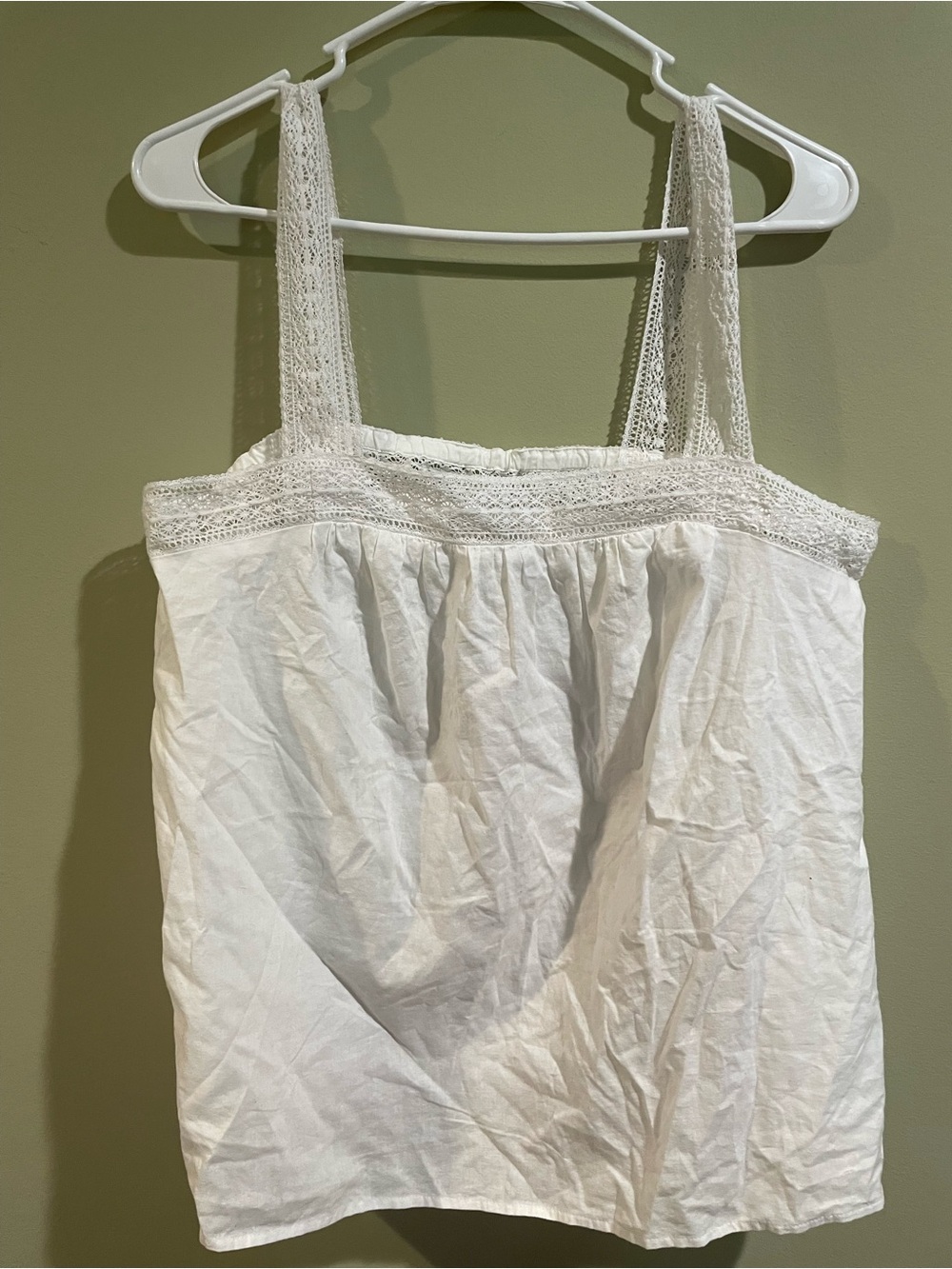 LOFT White Lace-Trim Tank Top